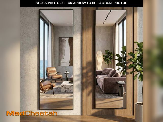 Lot 74-14436171 - JIOABL 47" x 14" Rectangular Full Length Wall Mounted Mirror, Aluminum Alloy Frame, HD Glass, for Be...