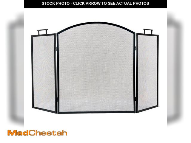 Lot 74-12746712 - Pleasant Hearth Classic Black Steel 3-Panel Fireplace Screen - UNUSED