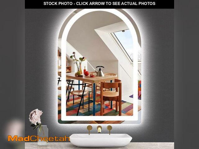 Lot 74-13564370 - THEKLA 16 x 24 Inch LED Arched Mirror with Lights Memory 3 Color Adjustable Brightness Frontlight Ar...