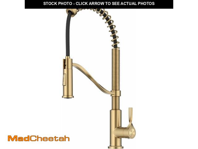 Lot 74-13733831 - KRAUS Torak Pull Down Kitchen Faucet in Spot-Free Brushed Brass with Commercial Style Spring Spout, ...