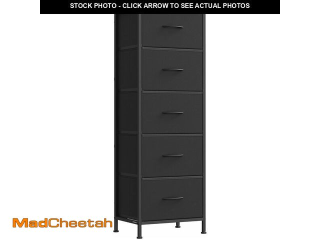 Lot 74-13041707 - SONGMICS Dresser for Bedroom, Chest of Drawers, Steel, MDF, 5 Non-Woven Fabric Drawers, Storage Orga...