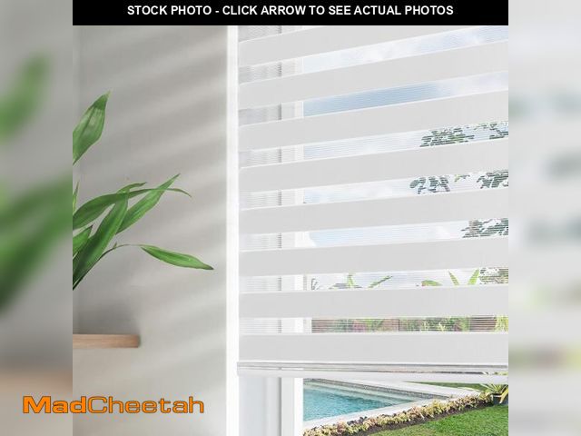 Lot 74-12448152 - (MISSING HARDWARE) Joydeco 33 Inch Wide White Cordless Zebra Blinds for Windows,Privacy Light Filter...