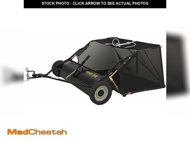 Lot 74-14614632 - Grass One 44 Inch Tow-Behind Lawn Sweeper with 25 Cu.Ft Hopper Bag, Adjustable Brush Height &amp; Ea...