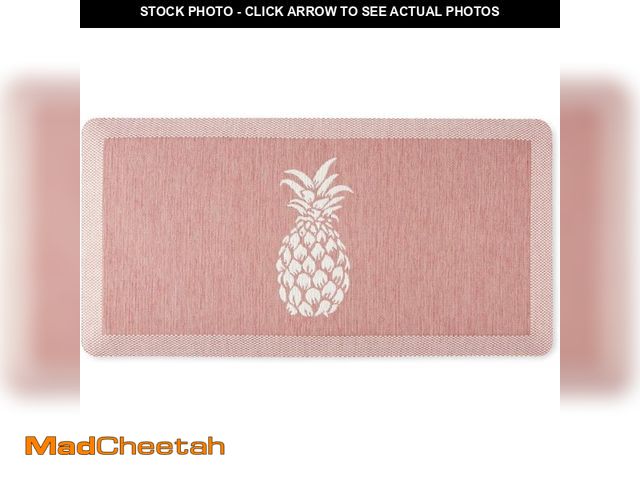 Lot 74-13382413 - Martha Stewart Aloha Modern Pineapple Anti-Fatigue Air-Infused Kitchen Mat, Spice Red, 19.6"x39" - U...