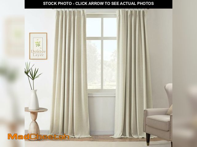 Lot 74-13583850 - DriftAway 100% Blackout Natural Linen Curtains for Bedroom 84 Inches Long Double Layer Drape Farmhou...