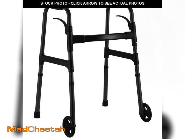 Lot 74-12677994 - MaxKare Folding Walker with Wheels, 8 Levels Adjustable Height 30.5"-37.5", 300lbs Weight Capacity, ...