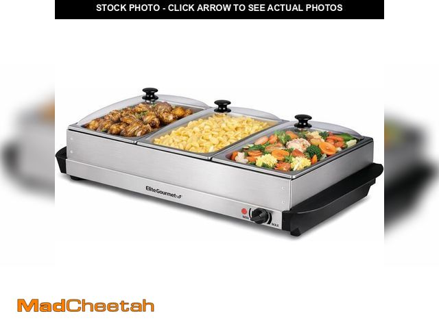 Lot 74-13709535 - Elite Gourmet EWM-6171 Triple 3 x 2.5 Qt. Trays, Buffet Server, Food Warmer Temperature Control, Cle...