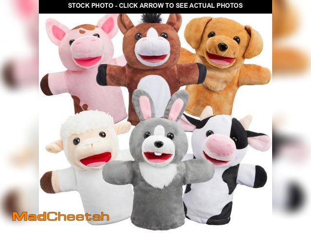 Lot 74-12308525 - JOYIN 6Pcs Kids Hand Puppet Set with Working Mouth, Toddler Animal Plush Toy Includes Pig, Sheep, Da...