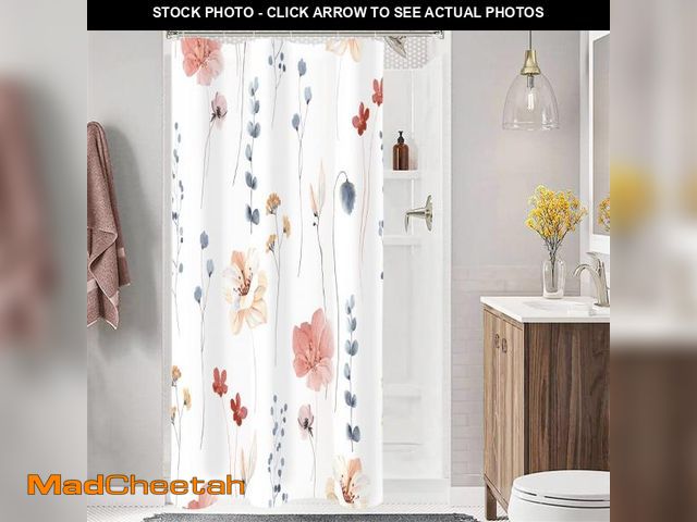Lot 74-12307086 - Gibelle Small Stall Shower Curtain 36 x 72, Narrow Half Watercolor Floral Fabric Shower Curtain, Cor...