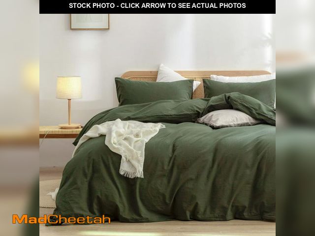 Lot 74-12304105 - BESTOUCH Duvet Cover Set 100% Washed Cotton Linen Feel Super Soft Comfortable Chic Lightweight 3 PCs...