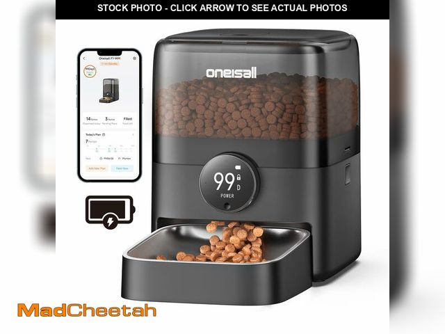 Lot 74-14063001 - oneisall Automatic Cat Feeder, WiFi Rechargeable 100-Day Battery Operated Pet Feeder, 12 Cups/3L Dry...