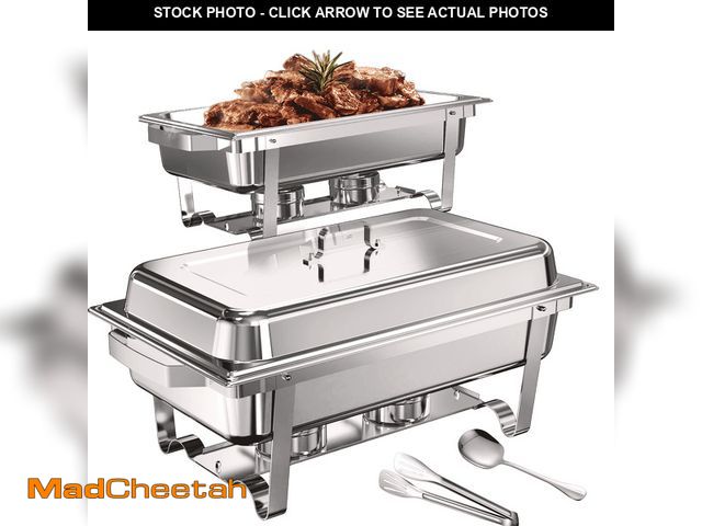 Lot 74-12766445 - NEWKITCHEN 11QT Chafing Dish Buffet Set  [Silver Color] 2 pack Stainless Steel Buffet Stove Set with...