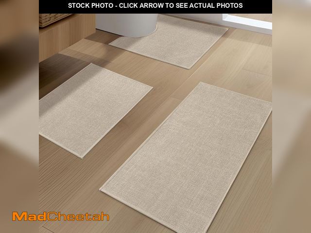 Lot 74-12315538 - YIHOUSE Beige Bathroom Rug Sets 3 Piece, Absorbent Bath Mat for Bathroom Non Slip Washable, Bathroom...