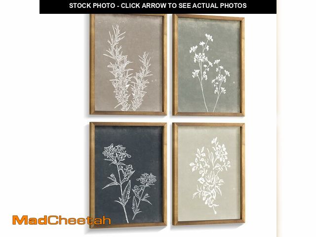 Lot 74-12712014 - Framed Boho Wall Art Set of 4 for Wooded Minimalist Botanical Print Wall Art for Rustic Vintage Farm...
