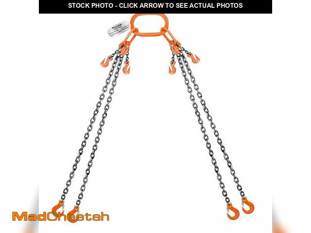 Lot 74-12614894 - SALUINOKI 4 Chain Lifting Sling with Hooks 10Ft x5/16 inch 14000lbs 6.4 Ton for 4 Way Chain Lift - U...