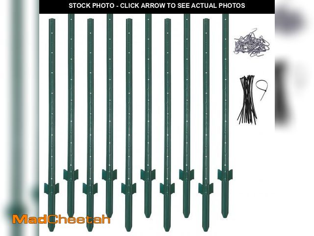 Lot 74-12161524 - (4 Sizes: 4-5-6-7 Feet) LADECH 6 Feet Sturdy Duty Metal Fence Post with 40 Zip Ties &amp; 25 Post Cl...