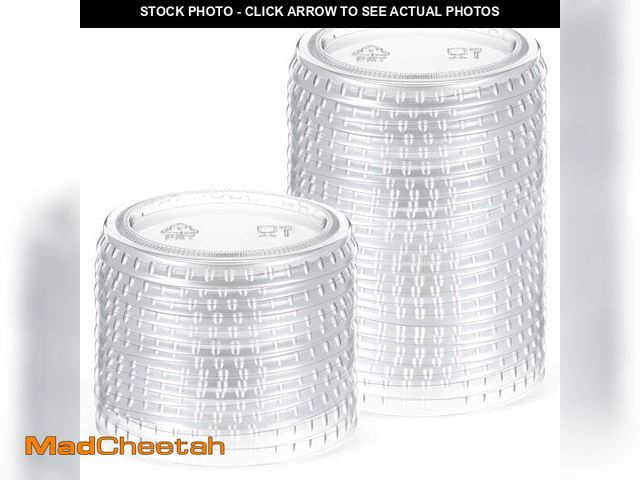 Lot 74-14264115 - Acellegic 500 Pcs Plastic Cup Lids for Portion Cups Disposable Clear Portion Cup Lids Souffle Lid Pl...