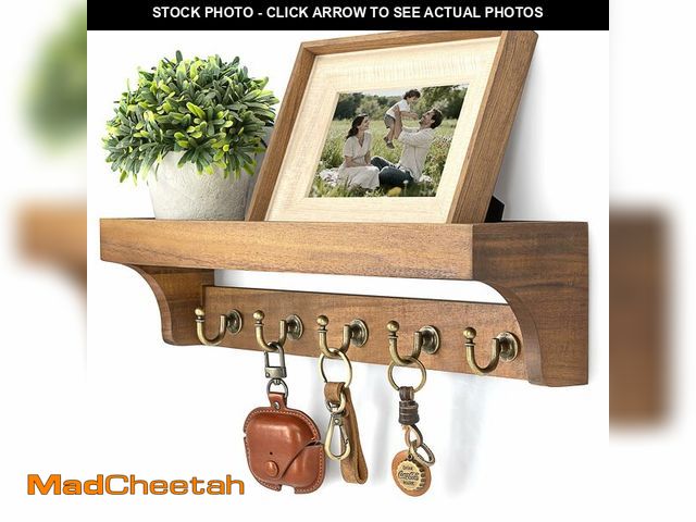 Lot 74-14271670 - Rebee Vision Acacia Wood Farmhouse Key Holder Wall Mount for Room Decor Ã¢â¬â Retro Key Holder fo...