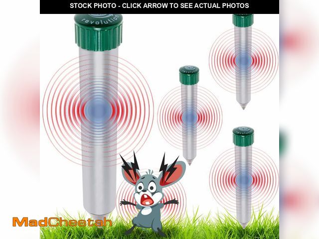 Lot 74-12708544 - 4 Pack Sonic Mole Chaser - Battery Operated Pest Repeller Stake, Scares Away Moles, Voles, Gophers a...