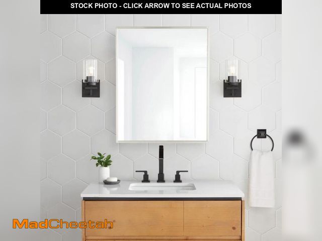 Lot 74-12462947 - Glacier Bay 24 in. W x 30 in. H Rectangular Brushed Nickel Medicine Cabinet with Mirror - UNUSED