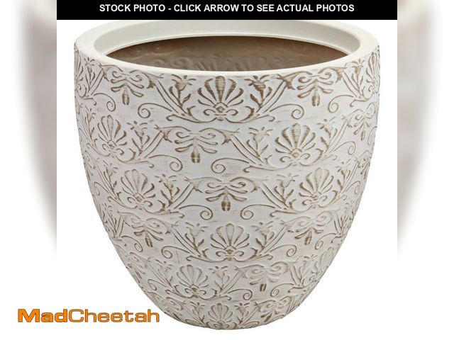 Lot 74-12731673 - *DIRTY/SCRATCHED* Vigoro 15 in. Aurelia Vintage Cream Decorative High-Density Resin Planter (15 in. ...