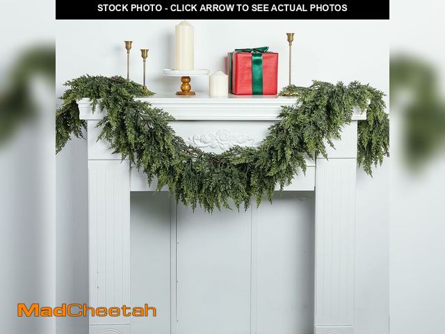 Lot 74-12708257 - 2 Pcs Christmas Norfolk Pine Garlands, 6 Ft Double Color Real Touch Artificial Cedar Garland, Faux P...