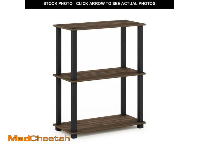Lot 74-12659547 - Furinno 29.6 in. Tall Columbia Walnut/Black 3-Shelves Etagere Bookcases - UNUSED