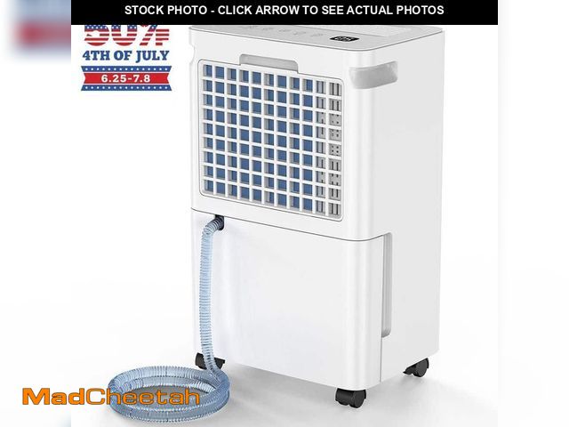 Lot 74-14222780 - Edendirect 30 pt. 3,000 sq.ft. Dehumidifier for Basement in White with Drain Hose, Bucket, 20%-90%RH...
