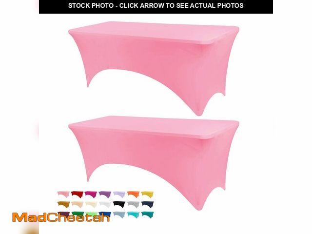 Lot 74-13540638 - BDDC Table Covers for 6 Foot Tables, 2 Pack Hot Pink Washable and Wrinkle Resistant Stretch Tableclo...