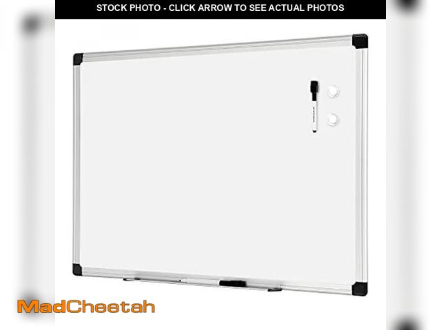 Lot 74-12396421 - (DENTED) Basics Magnetic Dry Erase Whiteboard, 36"W x 24"H, Aluminum Frame, Silver/White - USED