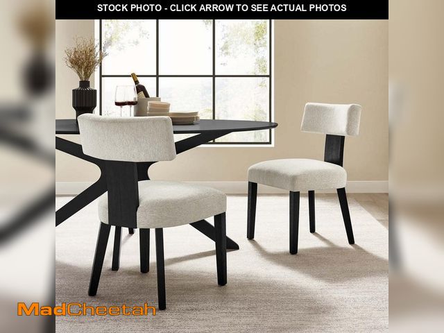 Lot 74-12659608 - MODWAY Nalani Dining Chairs - Set of 2 in Heathered Weave Ivory Black - UNUSED