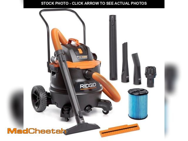 Lot 74-13693434 - RIDGID 16 Gal. 7.0 Peak HP NXT Power Shop Vacuum HD1900 Wet Dry Vac with Cart, Fine Dust Filter, Pro...