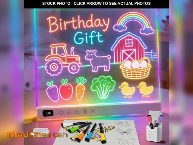 Lot 74-13713570 - Cosmody Rechargeable LED Drawing Board for Kids, Large 16" Light Up Drawing Pad with 8 RGB Colors &a...