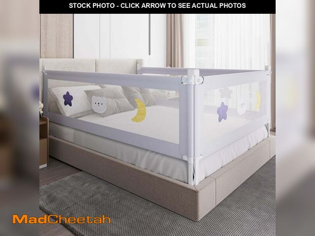 Lot 74-12678771 - 3-Side Sturdy Toddler Bed Rail King Size Adjustable Height with Pattern &amp; Double Child Lock 74.8...