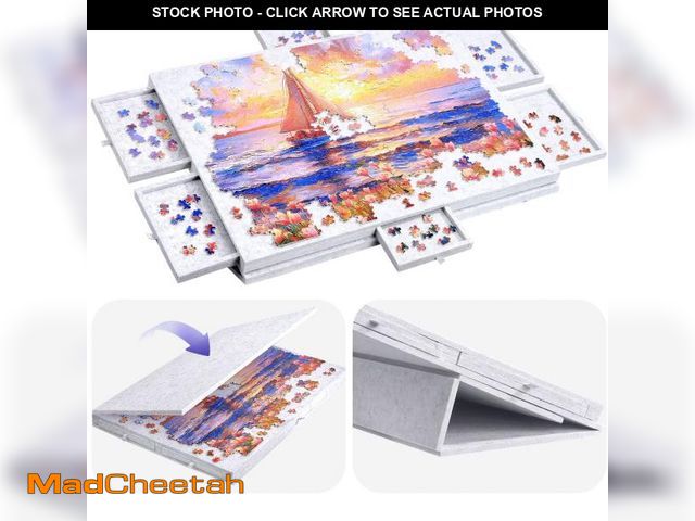 Lot 74-12490063 - Ayieyill 1000 Piece Rotating Puzzle Board with Drawers and Cover,21"x31"Portable Felt Jigsaw Puzzle ...