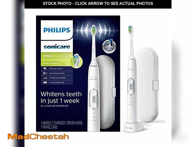 Lot 74-12330512 - PHILIPS Sonicare ProtectiveClean 6100 Rechargeable Electric Toothbrush, with Pressure Sensor, 3 Clea...
