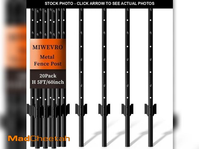 Lot 74-12043525 - 20 Pack Garden Fence Post, 5 Feet Heavy Duty Metal U-Post for Wire Fence, No Dig Garden Fence Stakes...