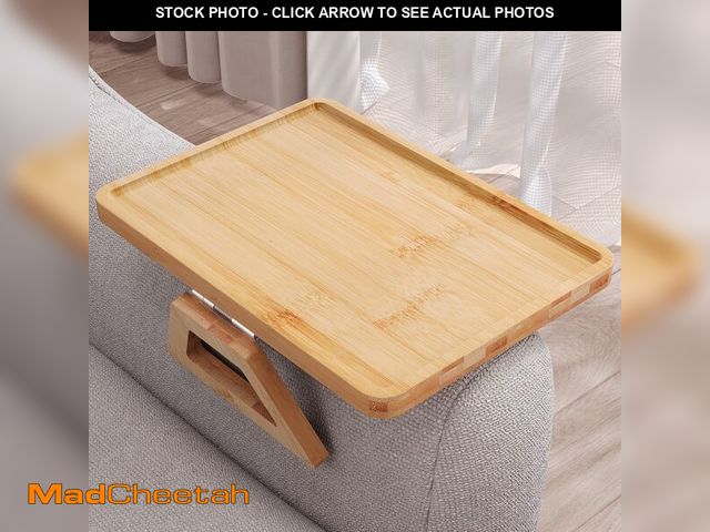 Lot 74-14146375 - Danfoxer Couch Arm Tray,Bamboo Folding Sofa Tray,Sofa Armrest Trays Clip-On Couch Desk for Drinks,Sn...