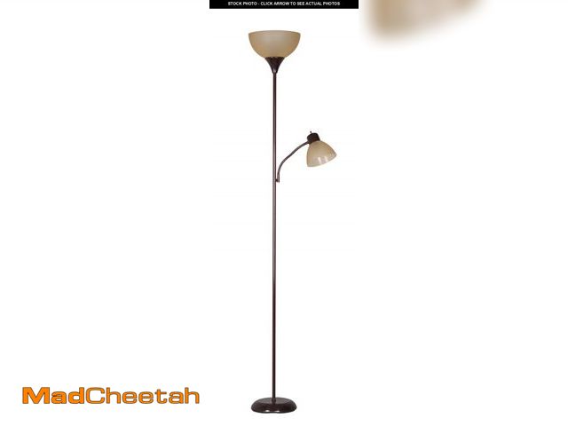 Lot 74-12537581 - Mainstays 72'' Brown Combo Floor Lamp With Reading Lamp, Modern Design - UNUSED
