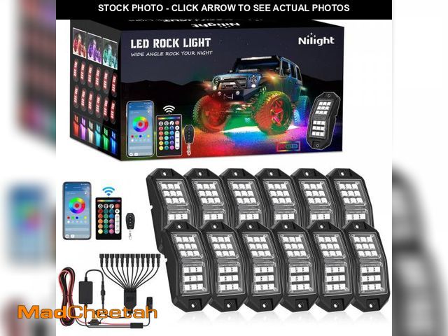 Lot 74-12118857 - Nilight RGB LED Rock Lights Kit 12 PCS 18LED Wide Angle Wheel Well Light with Remote &amp; Bluetooth...