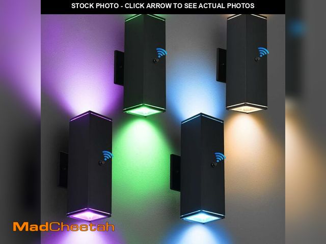 Lot 74-13709653 - futxnziey Outdoor Wall Lights 4 Pack, RGBCW Exterior Lighting Sconce,2700K-6500K Dimmable Smart Porc...