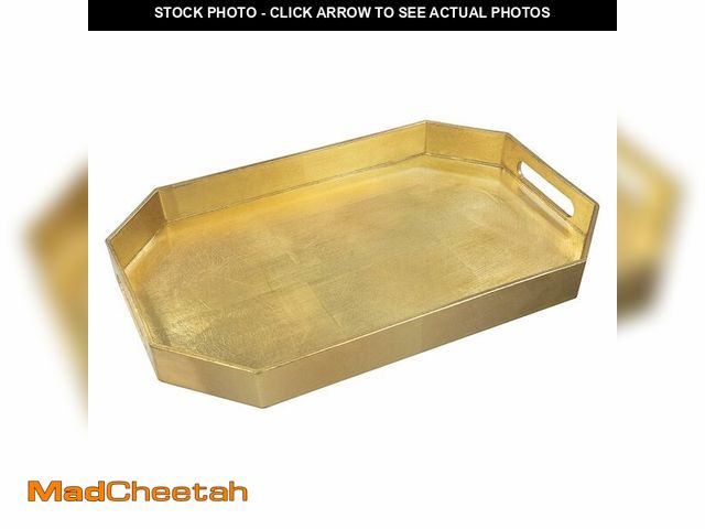 Lot 74-14269821 - MAONAME Gold Decorative Tray with Handles, Foil Serving Tray for Ottoman, Octagonal Coffee Table Tra...