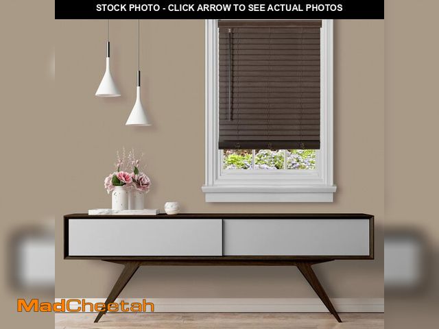 Lot 74-12782983 - Cordless Room Darkening Plantation Blind - 29 Inch Width, 64 Inch Length, 2" Vinyl Slat Size - Mahog...