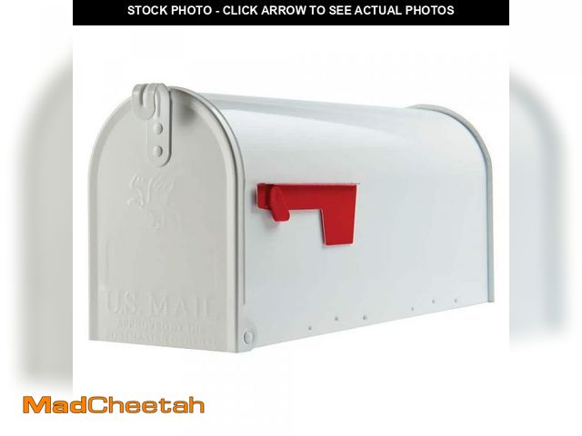 Lot 74-12413284 - Architectural Mailboxes Elite White, Medium, Steel, Post Mount Mailbox - UNUSED