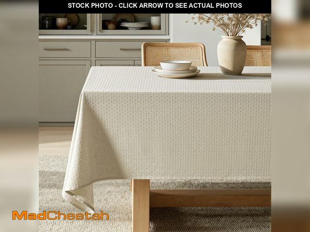 Lot 74-12703695 - MIULEE Natural Linen Cottton Table Cloth Rectangle Tablecloth Waterproof Spillproof Cross-Star Textu...