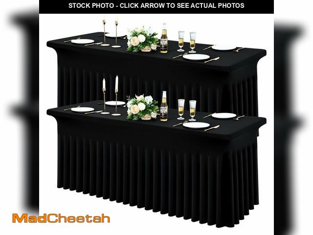 Lot 74-14211501 - Moosfor Spandex Fitted 6FT Rectangle Tablecloth 2 Pack, Elastic Stretch Wrinkle Resistant Table Skir...