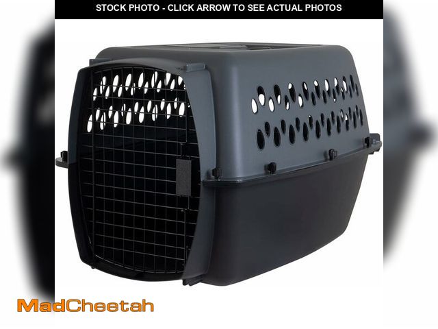Lot 74-13041637 - (MISSING HARDWARE) Petmate Pet Porter Dog Kennel 26", Dark Gray &amp; Black, for Pets 20-25lbs, Made...