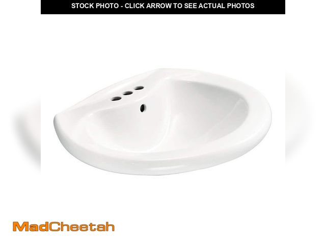 Lot 74-12868984 - (MISSING HARDWARE) Glacier Bay Shelburne 8.2 in. Pedestal Sink Basin in White Vitreous China - USED
