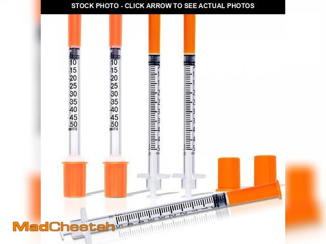 Lot 74-12431422 - 0.5ML Syringe, Lab Supplies Syringes 31G 5/16 Inch, Individually Wrapped, Pack of 100 - UNUSED