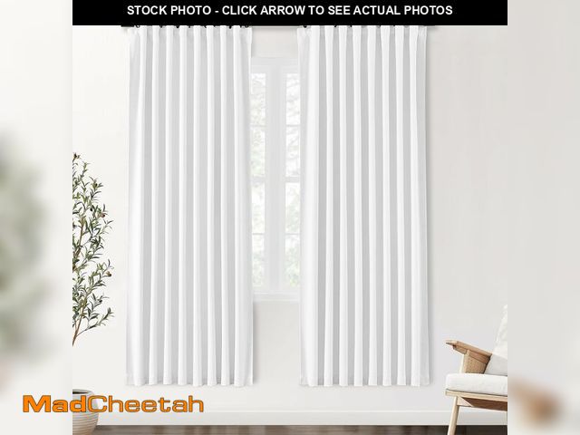Lot 74-12331584 - SHINELAND 82 Inches Long Pure White Blackout Curtains 2 Panels Set,Room Darkening Back Tab/Rod Pocke...